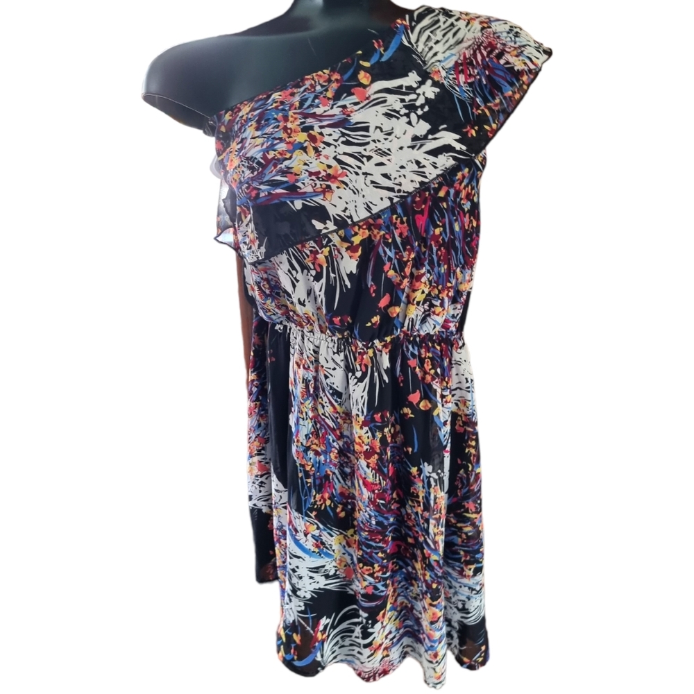 Lovely Day One-Shoulder Colourful Lined Dress